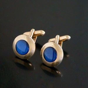 Vintage Swank Blue Jeweled Cufflinks